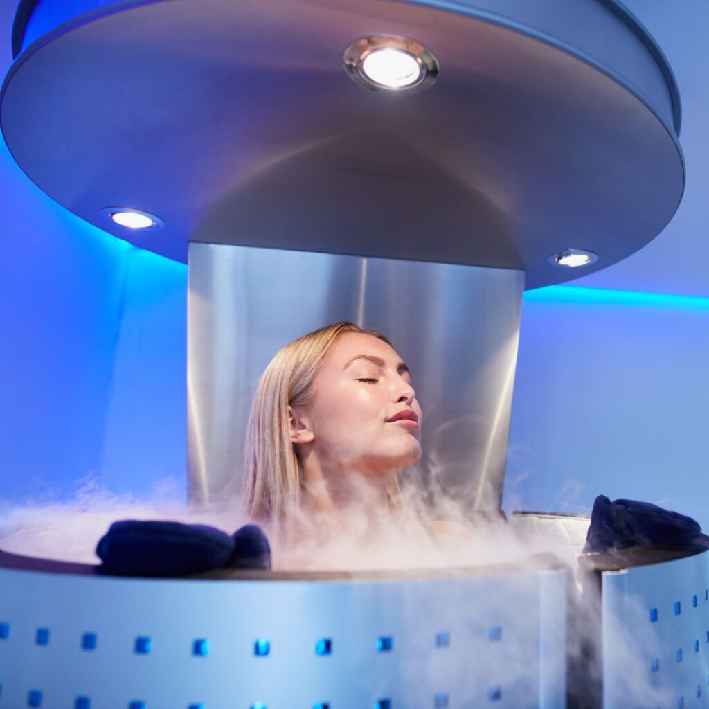 woman in cryo therapy chamber