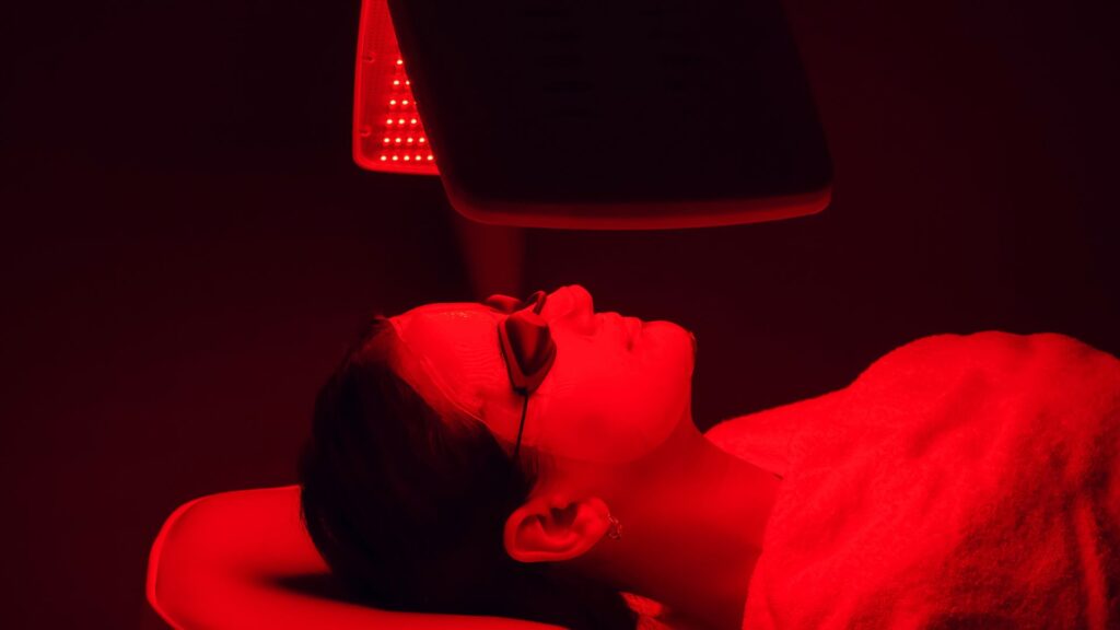 person getting red light therapy