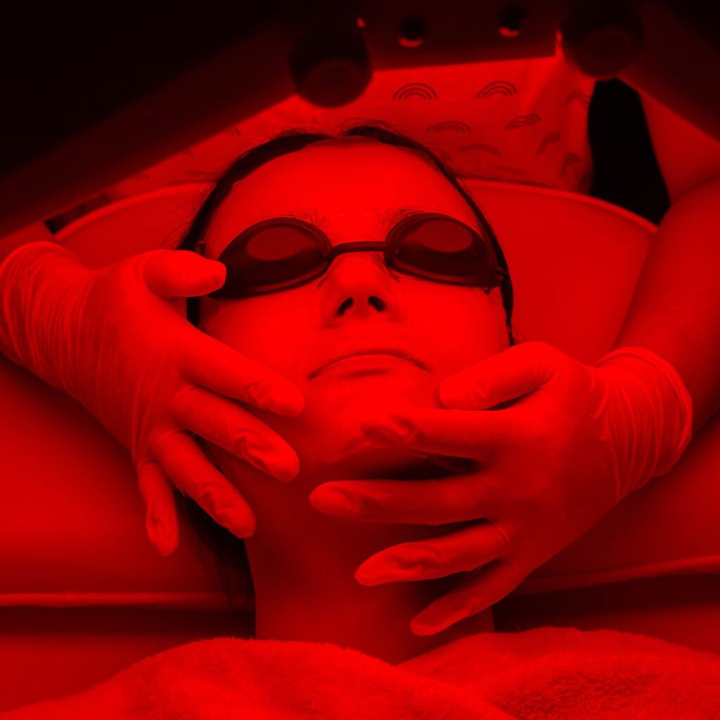person getting red light therapy
