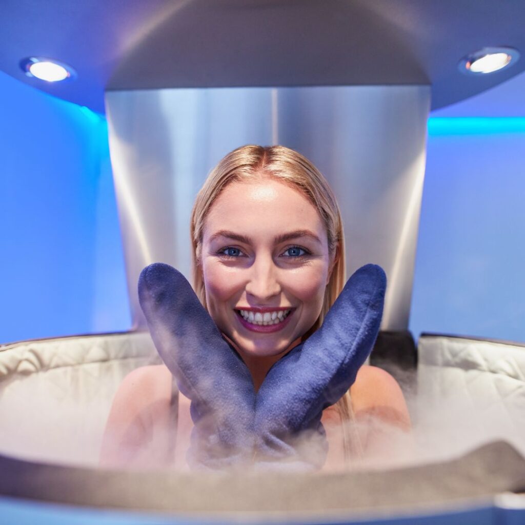 woman in a cryotherapy chamber