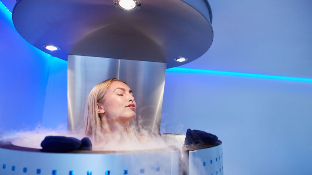 woman in cryotherapy chamber
