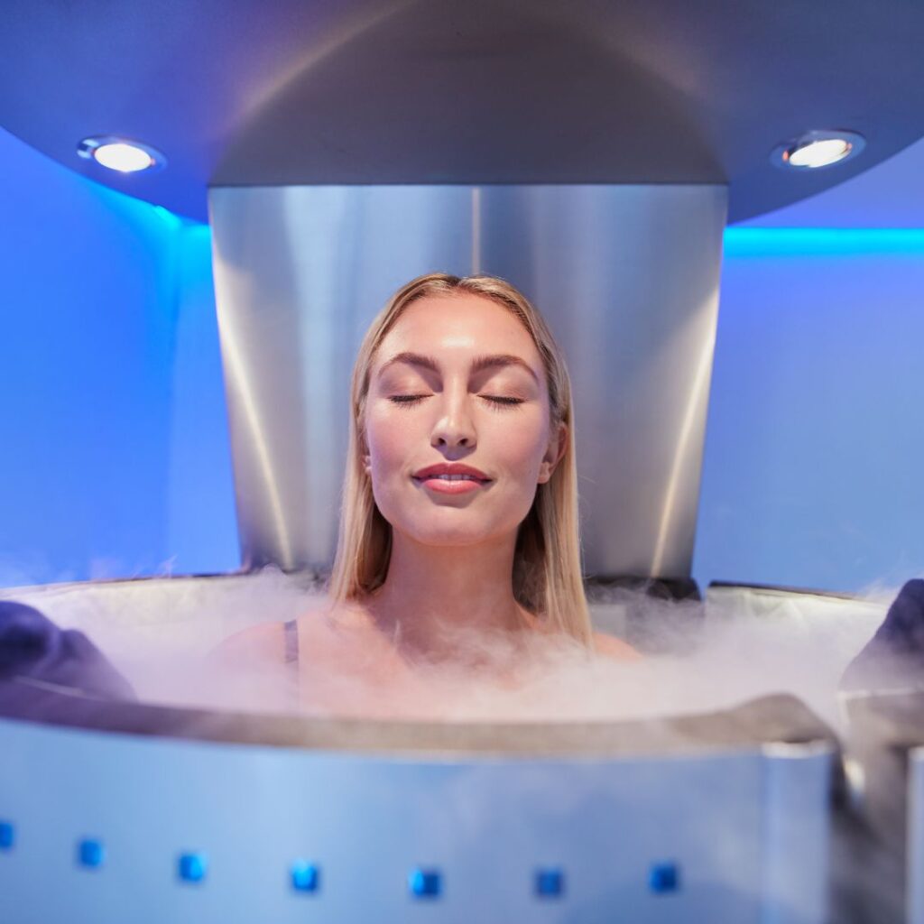 woman in cryotherapy chamber