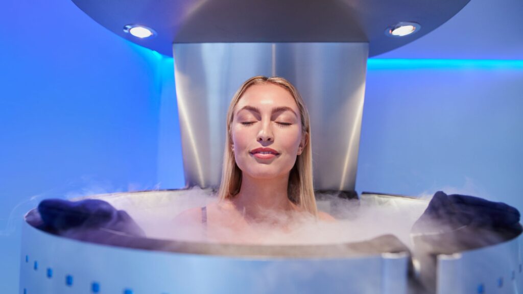 woman in cryotherapy machine