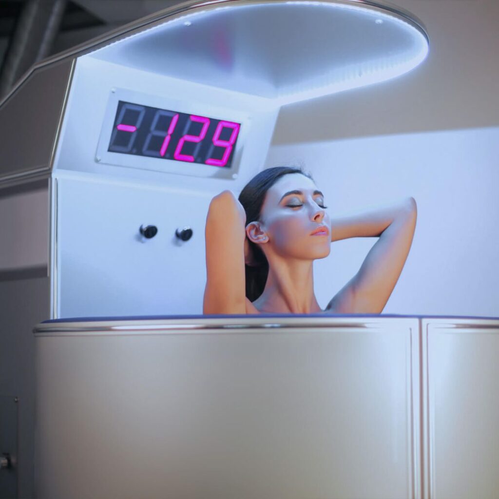 woman in cryotherapy machine