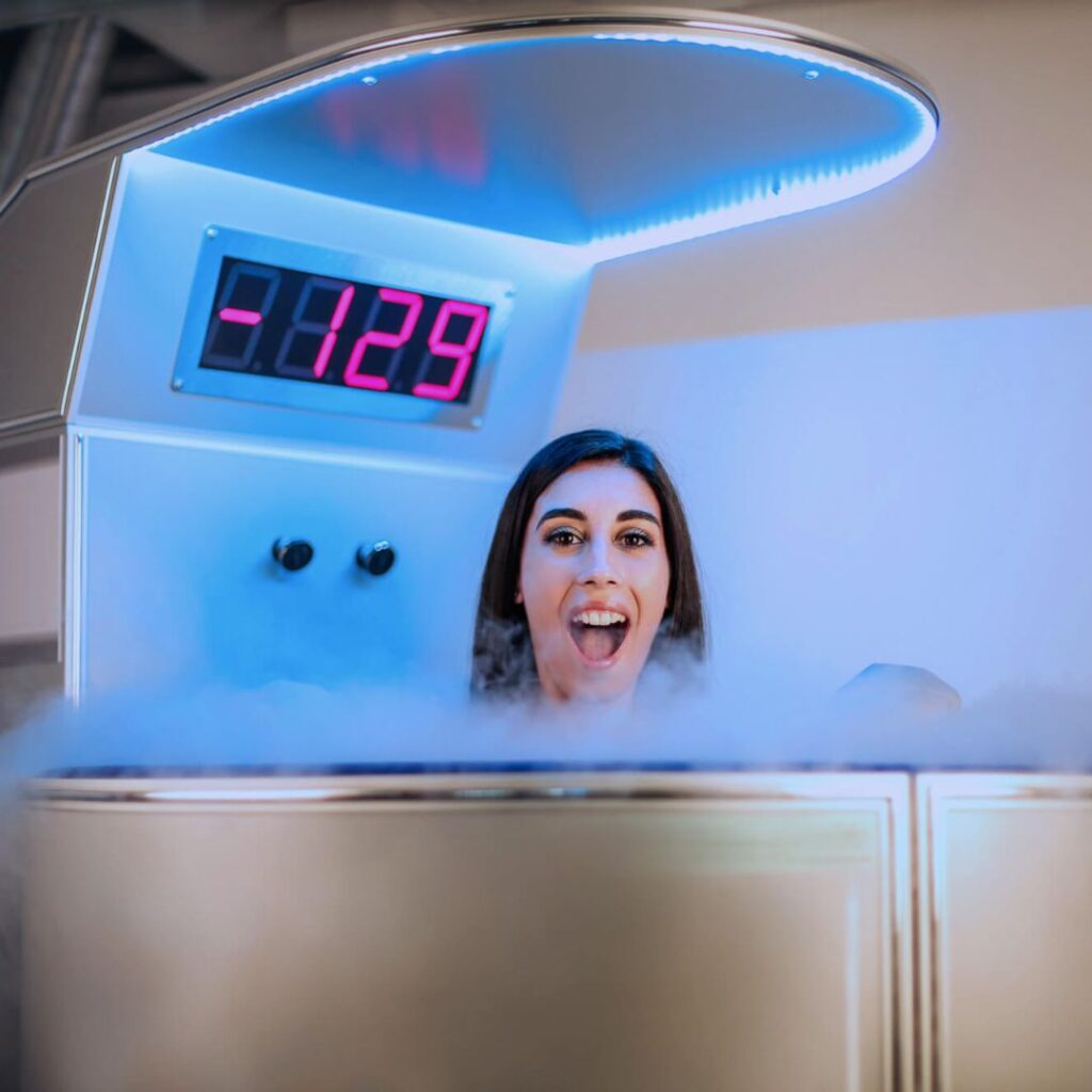 woman in cryotherapy machine