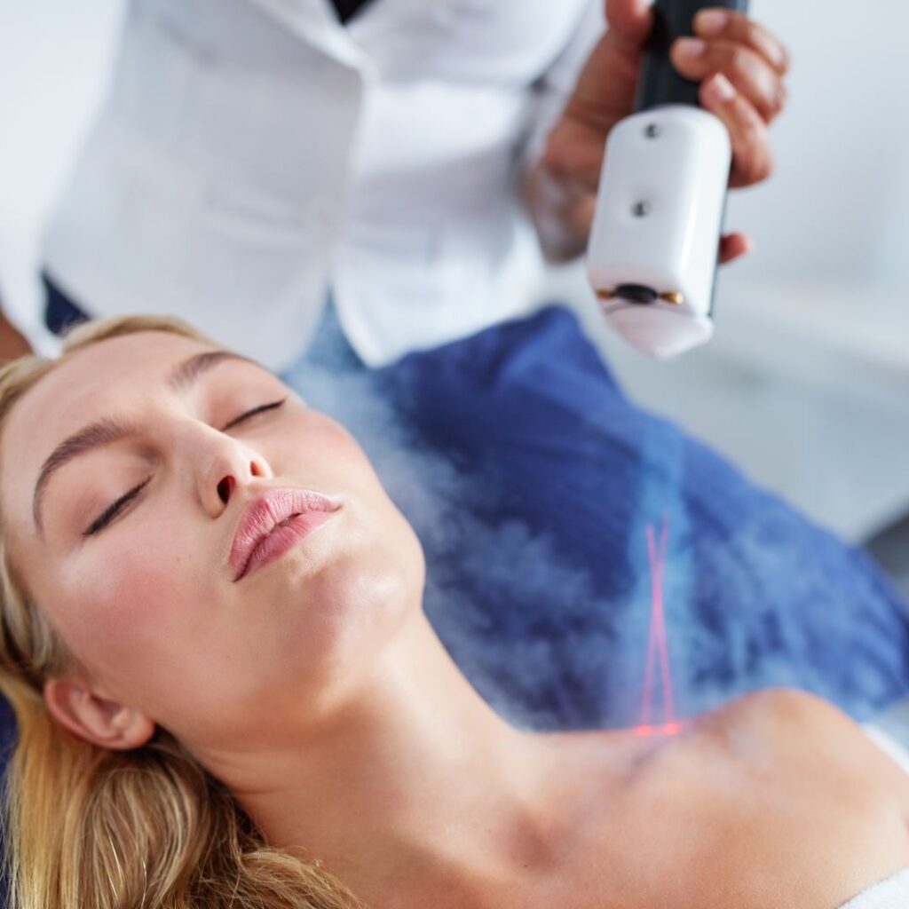 woman receiving cryotherapy